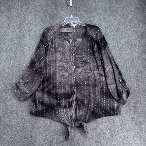 Coral Bay Gray Black Tie Dyed Sequins Embroidered Women’s 3X Blouse Ethereal